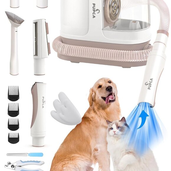 Dog Grooming Vacuum Kit‎ | 6-in-1 Pet Clippers, Shedding Brush & Hair Collector - Picture 1 of 9